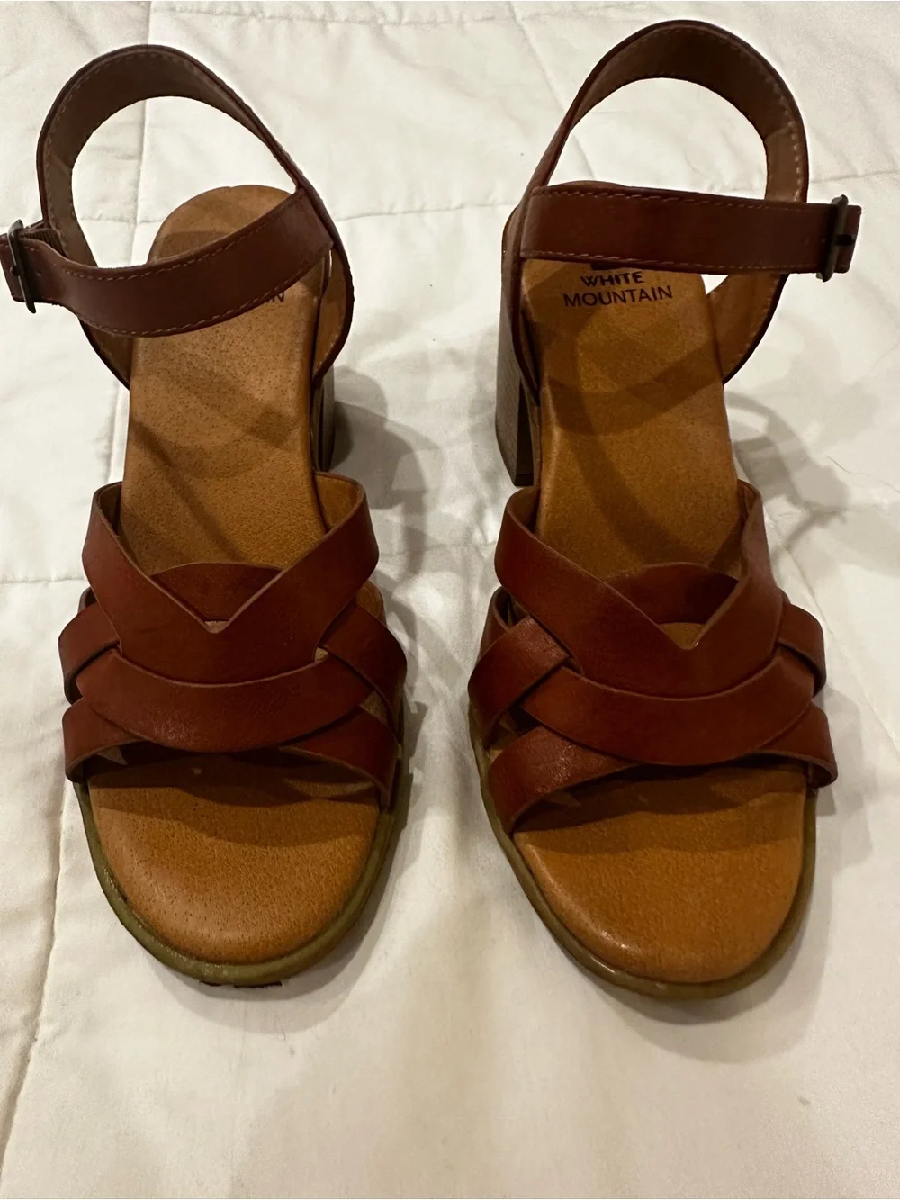 White Mountain Brown Strappy Faux Leather Sandals